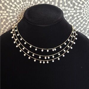Anne Klein Triple Layer Faux Pearl Necklace Preowned 16”